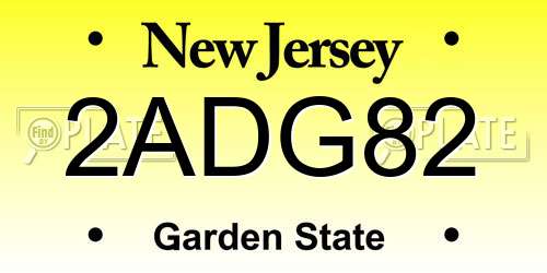 2ADG82 New Jersey License Plate