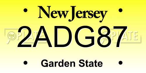2ADG87 New Jersey License Plate