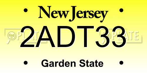 2ADT33 New Jersey License Plate