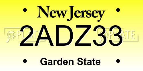 2ADZ33 New Jersey License Plate