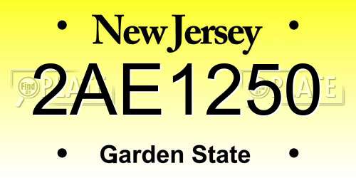 2AE1250 New Jersey License Plate