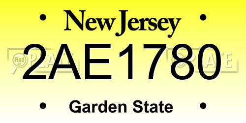 2AE1780 New Jersey License Plate
