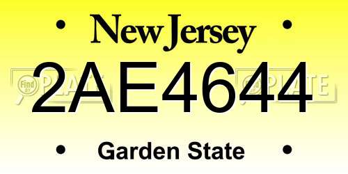 2AE4644 New Jersey License Plate