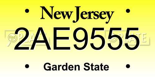 2AE9555 New Jersey License Plate