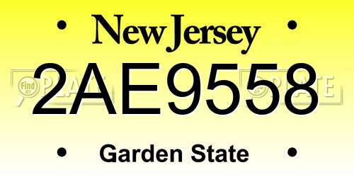 2AE9558 New Jersey License Plate