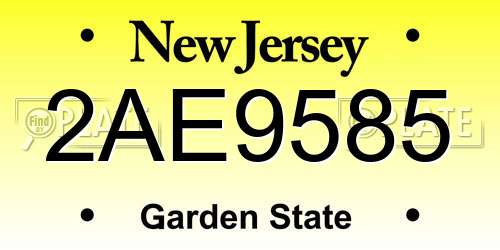 2AE9585 New Jersey License Plate