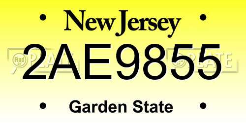 2AE9855 New Jersey License Plate