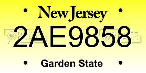 2AE9858 New Jersey License Plate