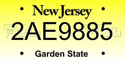 2AE9885 New Jersey License Plate