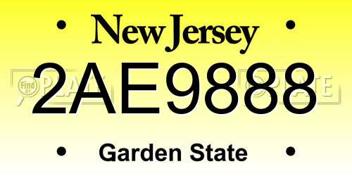 2AE9888 New Jersey License Plate