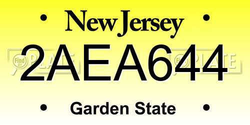 2AEA644 New Jersey License Plate