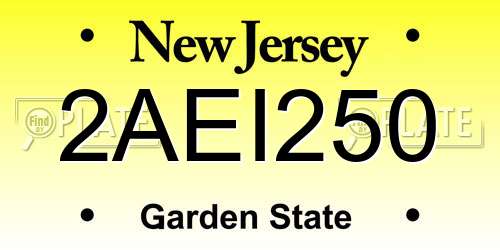 2AEI250 New Jersey License Plate