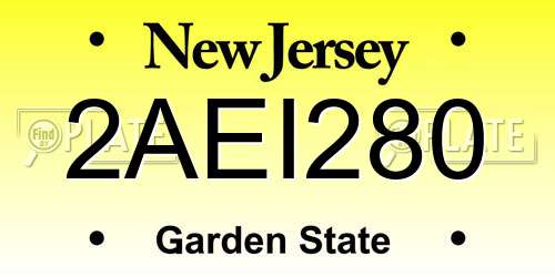 2AEI280 New Jersey License Plate