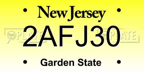 2AFJ30 New Jersey License Plate