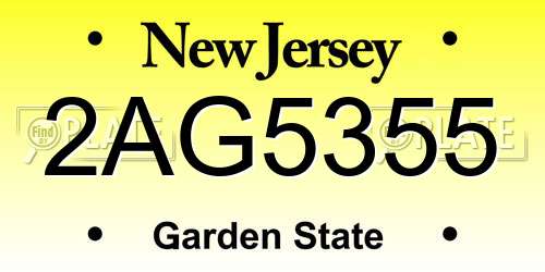 2AG5355 New Jersey License Plate