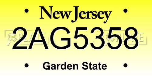 2AG5358 New Jersey License Plate