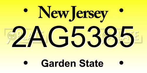 2AG5385 New Jersey License Plate