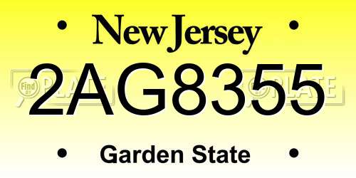 2AG8355 New Jersey License Plate