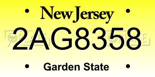 2AG8358 New Jersey License Plate
