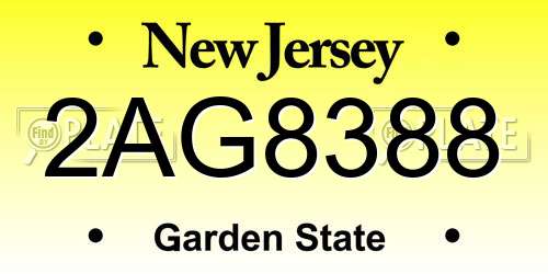 2AG8388 New Jersey License Plate