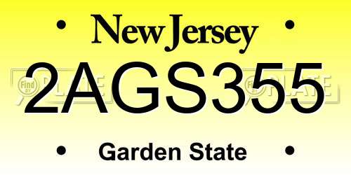 2AGS355 New Jersey License Plate