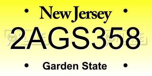 2AGS358 New Jersey License Plate