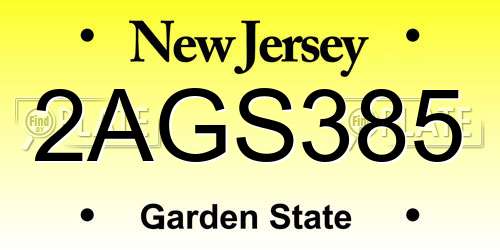 2AGS385 New Jersey License Plate