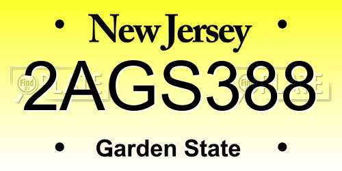 2AGS388 New Jersey License Plate