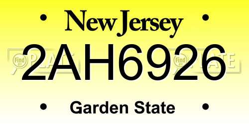 2AH6926 New Jersey License Plate