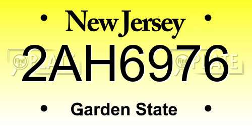 2AH6976 New Jersey License Plate