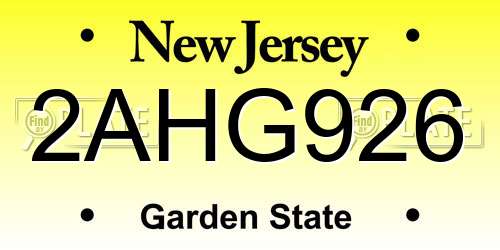 2AHG926 New Jersey License Plate