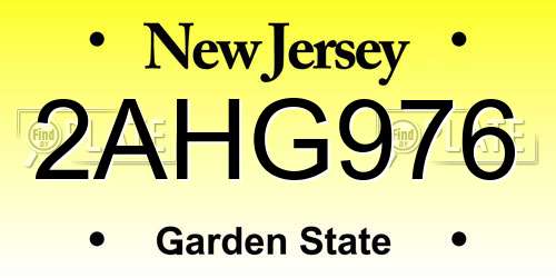2AHG976 New Jersey License Plate