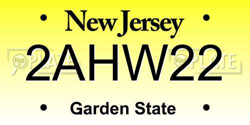 2AHW22 New Jersey License Plate