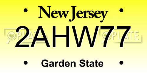 2AHW77 New Jersey License Plate