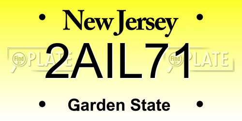 2AIL71 New Jersey License Plate