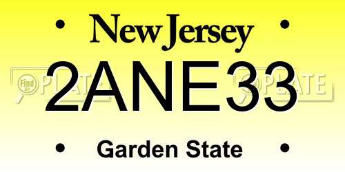 2ANE33 New Jersey License Plate