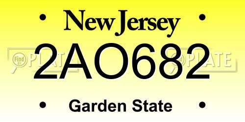 2AO682 New Jersey License Plate