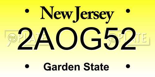 2AOG52 New Jersey License Plate