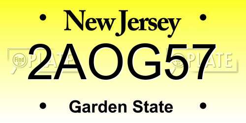 2AOG57 New Jersey License Plate