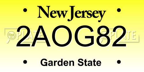 2AOG82 New Jersey License Plate