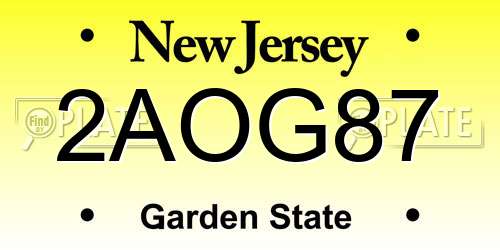 2AOG87 New Jersey License Plate