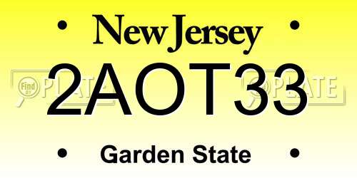 2AOT33 New Jersey License Plate