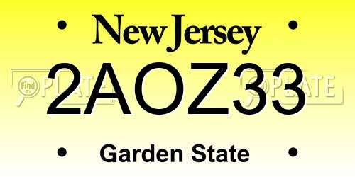 2AOZ33 New Jersey License Plate