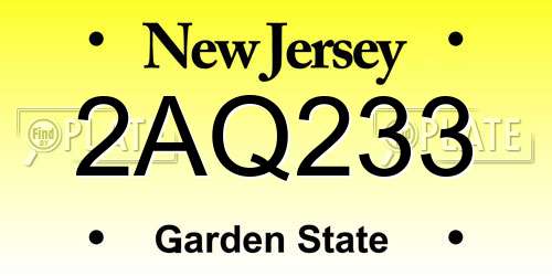 2AQ233 New Jersey License Plate