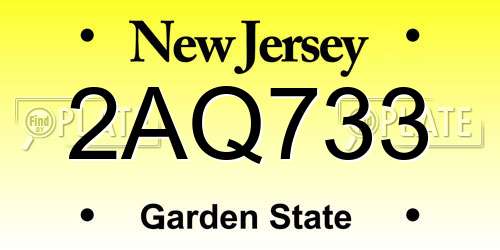 2AQ733 New Jersey License Plate