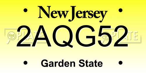 2AQG52 New Jersey License Plate
