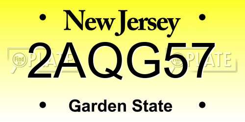 2AQG57 New Jersey License Plate