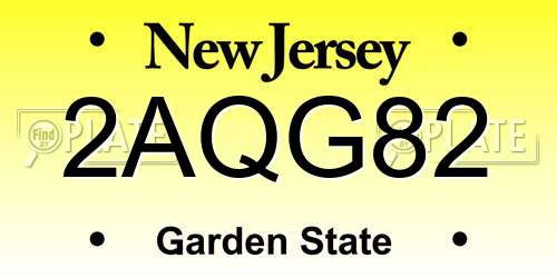 2AQG82 New Jersey License Plate