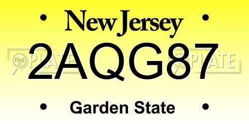 2AQG87 New Jersey License Plate