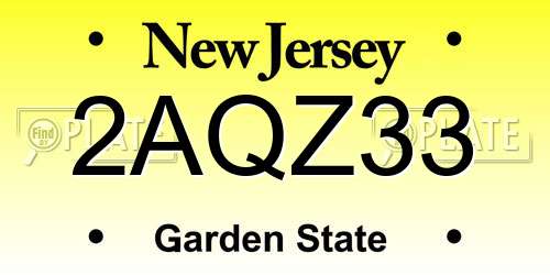 2AQZ33 New Jersey License Plate